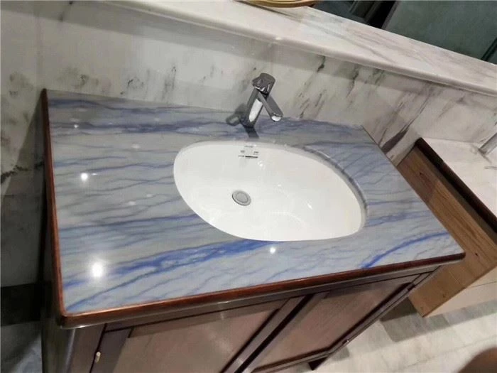 Blue macaubas quartzite slab countertop