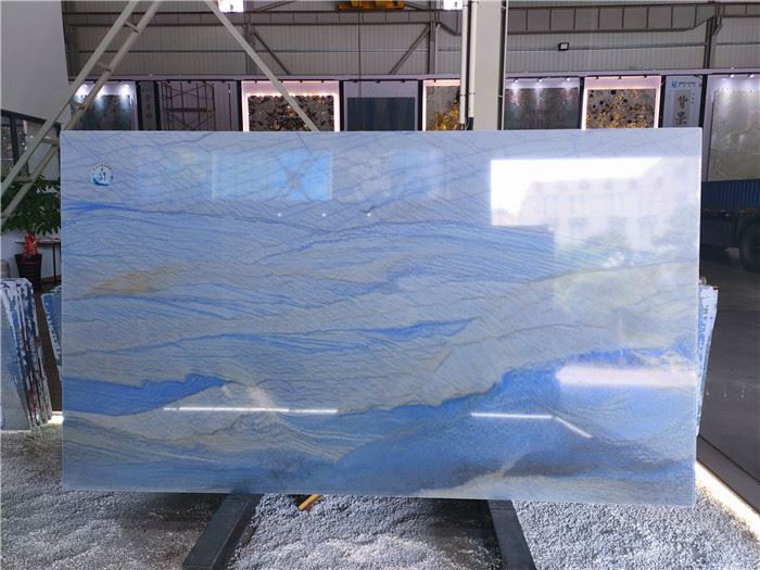 Blue macaubas quartzite slab polished