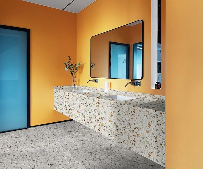 Beige terrazzo slabs countertop