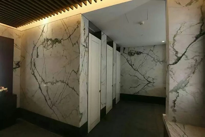 Marble slab shower walls polished