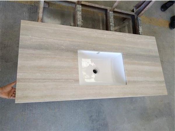 silver travertine polished