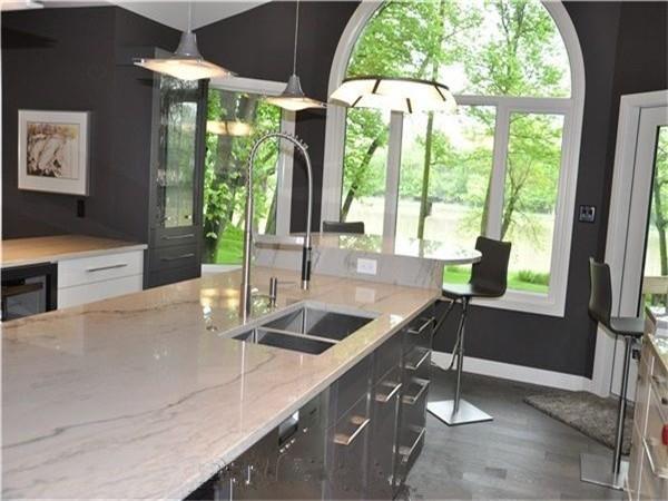 white macubas quartzite kitchen top