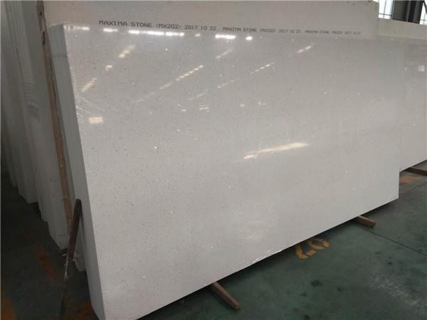 Crystal White quartz slab
