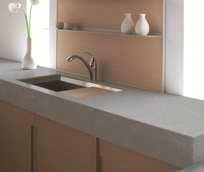 gray quartz with white veins for kitchen