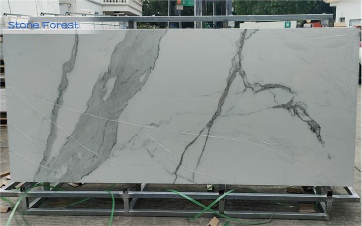 white calacatta porcelain slab for floor
