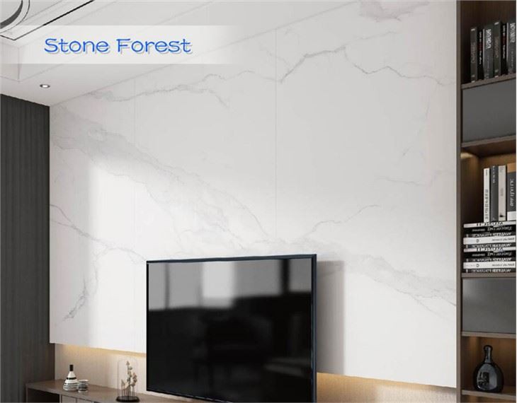 white calacatta porcelain slab for TV background
