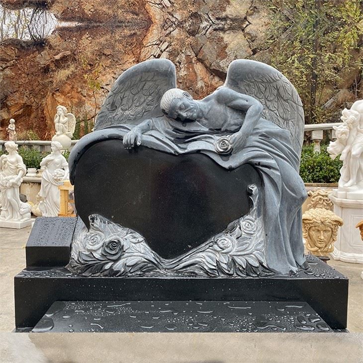 black granite tombstone angle