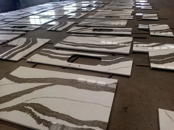 White Quartz Countertop With Brown Veins