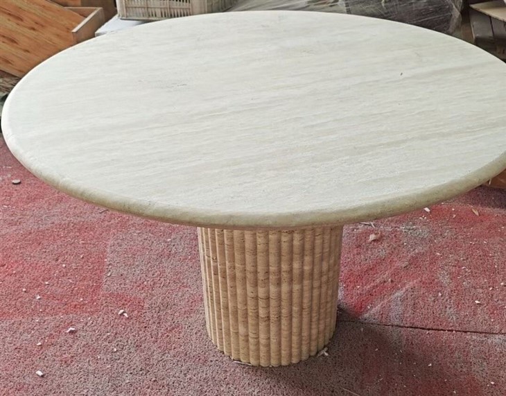honed Round Travertine Dining Table